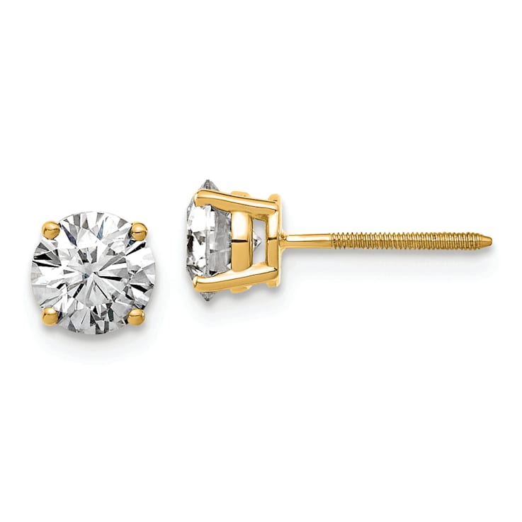 14K Yellow Gold 1.25ct. 5.5mm Round G H I True Light Moissanite
Screwback Earrings