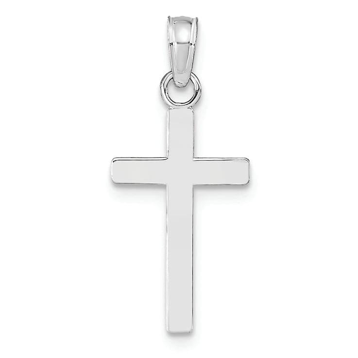 Rhodium Over 14k White Gold Polished Cross Pendant
