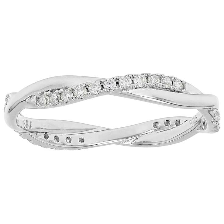 Moissanite Stackable Set Of 3 Rings In Sterling Silver