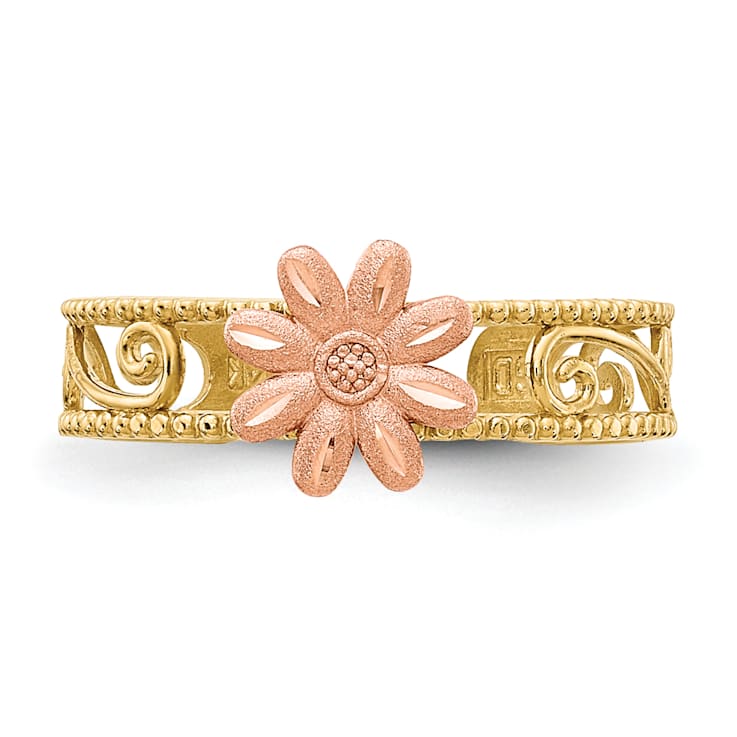 14K Two-tone Flower Toe Ring