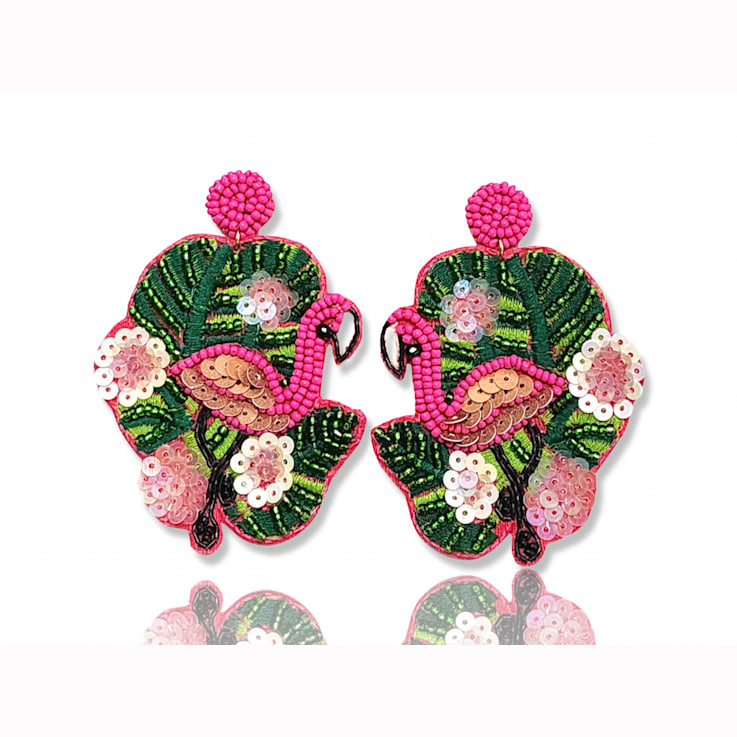 Pink/Green Left & Right Flamingo Earring