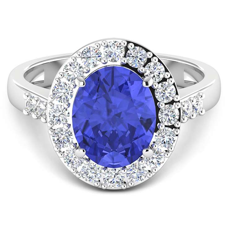 2.81ctw Violet Tanzanite and Diamond 14K White Gold Halo Ring