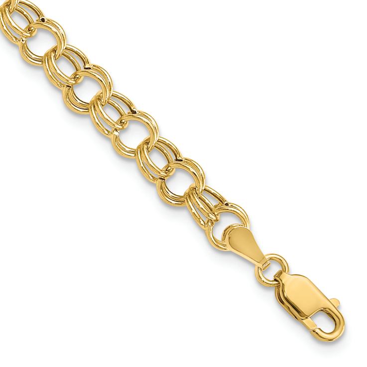 10k Yellow Gold 6mm Double Link Charm Bracelet