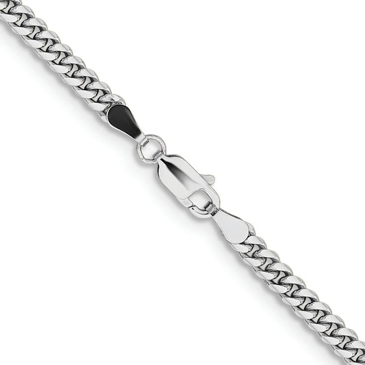 Rhodium Over 14k White Gold 3.5mm Solid Miami Cuban 26 Inch Chain
