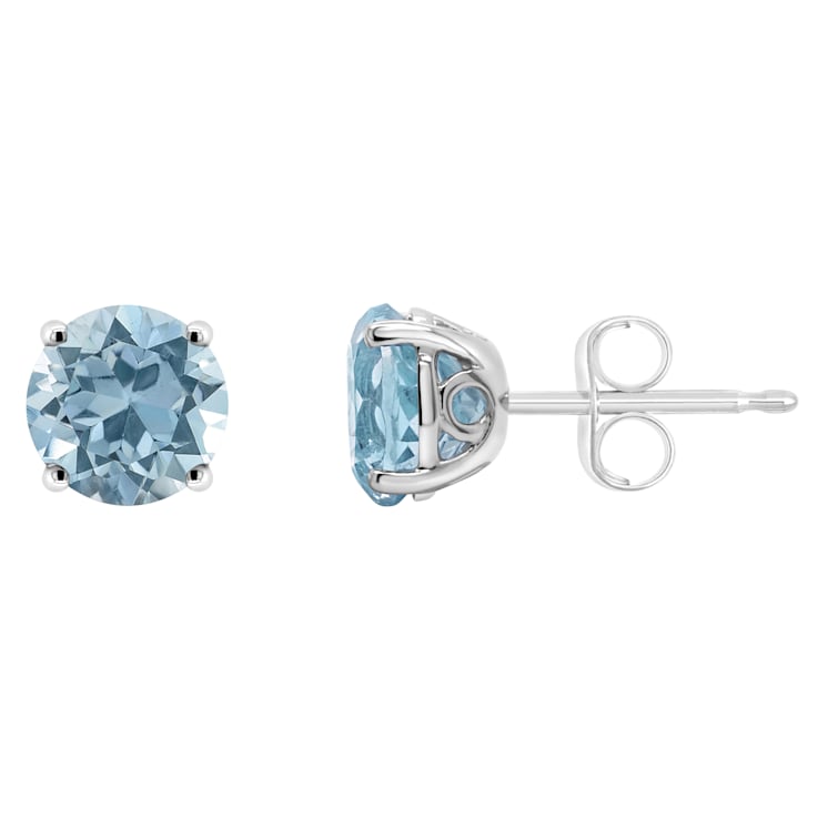 6mm Round Sky Blue Topaz Rhodium Over Sterling Silver Stud Earrings