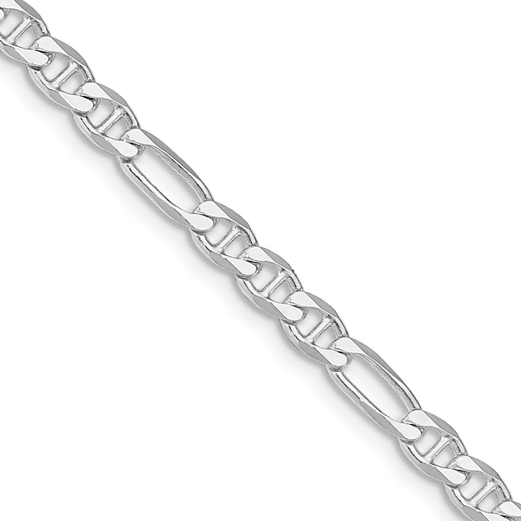 Rhodium Over Sterling Silver 3.75mm Figaro Anchor Chain Necklace