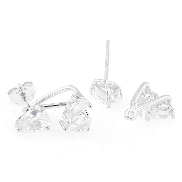 Pear CZ Studs And Earring Jackets In Sterling Silver