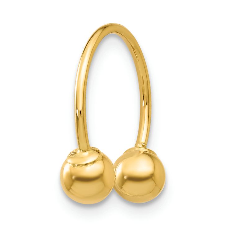 14k Yellow Gold Single Beaded 1/2" Half Hoop Earring
