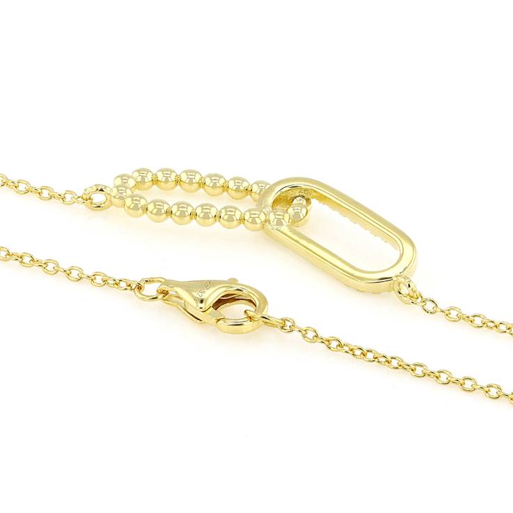 Delicate Oval Link CZ Pendant Necklace In 18K Gold Over Sterling Silver