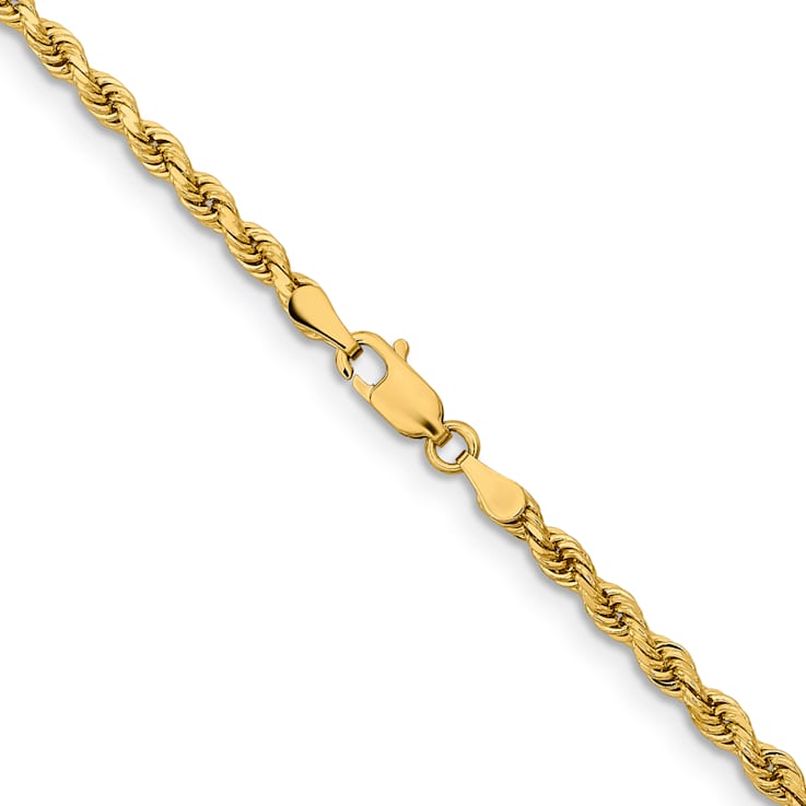 14k Yellow Gold 3.25mm Solid Diamond-Cut Rope 26 Inch Chain