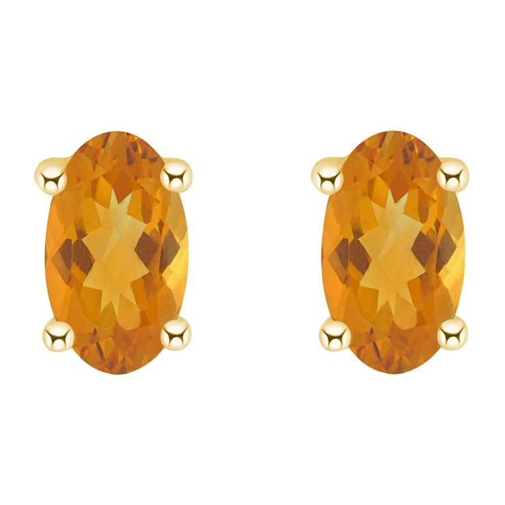 5x3mm Oval Citrine 14k Yellow Gold Stud Earrings