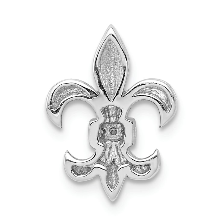 Rhodium Over 14k White Gold Diamond Fleur-de-Lis Chain Slide Pendant