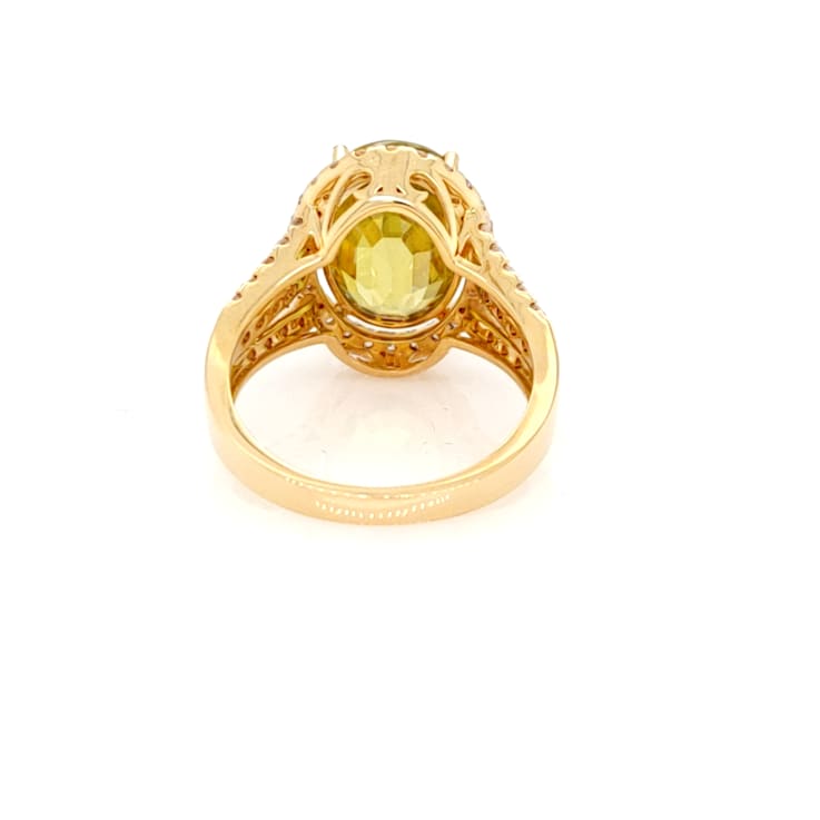 Sphene and Diamond 18K Yellow Gold Ring 8.55ctw