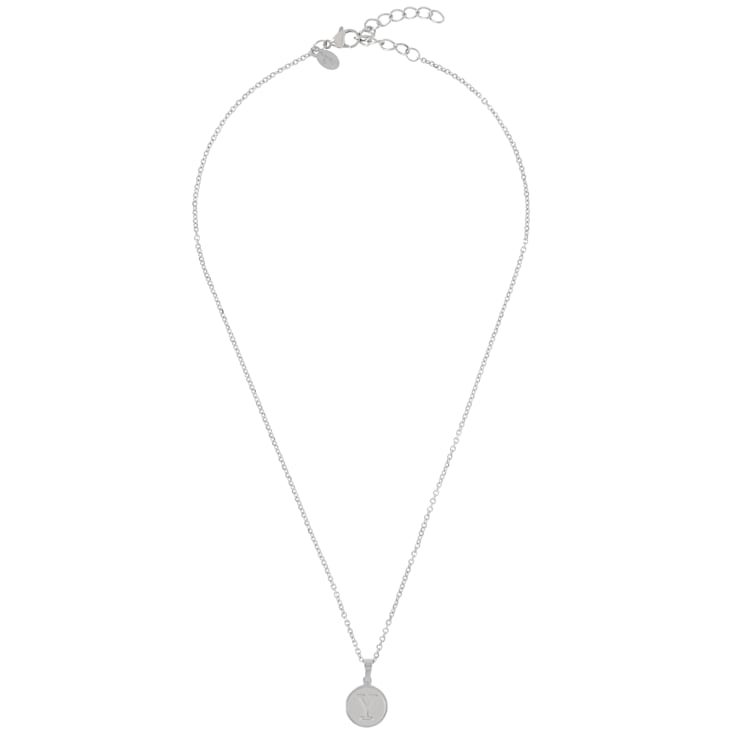 Initial Y Charm Pendant Necklace In Silver-Tone