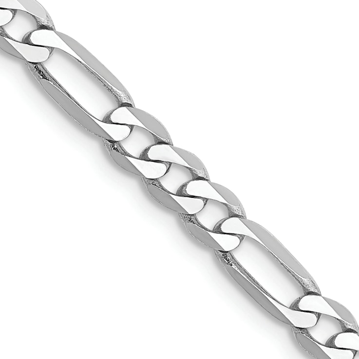 14K White Gold 4mm Flat Figaro Chain Necklace