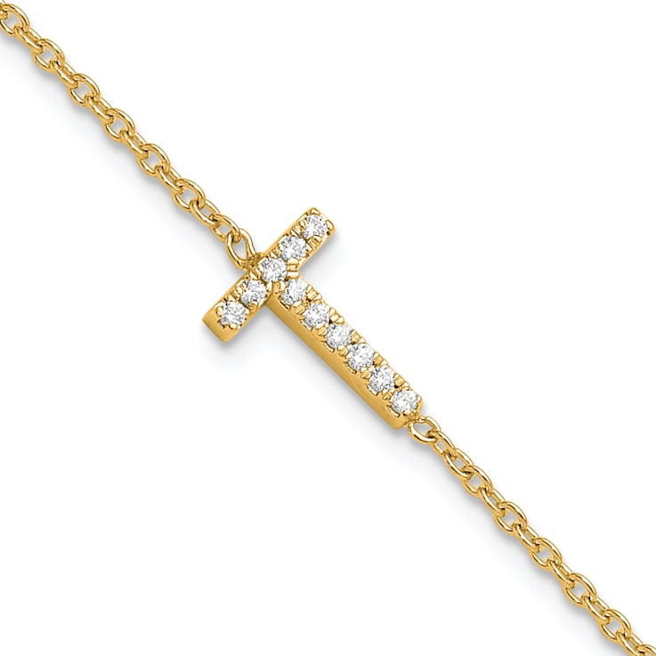 14k Yellow Gold Diamond Sideways Letter T Bracelet