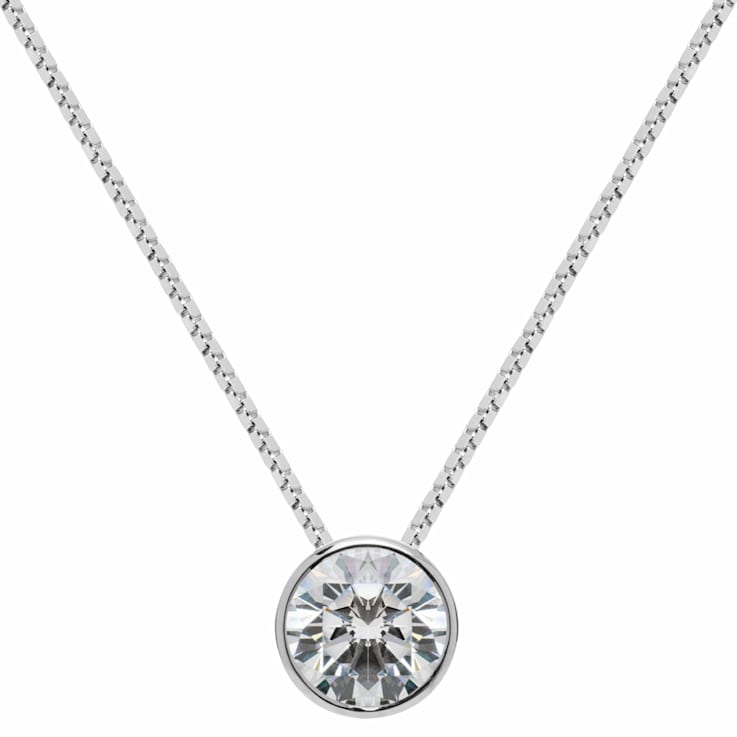 White Cubic Zirconia 14k White Gold Pendant With Chain 1.50ctw