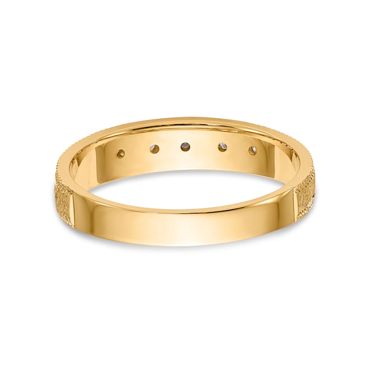 14K Yellow Gold AA Quality Ladies Wedding Band 0.05ctw