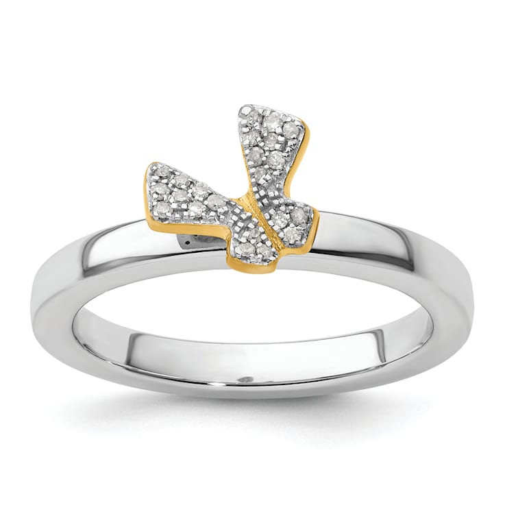 14K Yellow Gold Over Sterling Silver Stackable Expressions Butterfly
Diamond Ring 0.066ctw