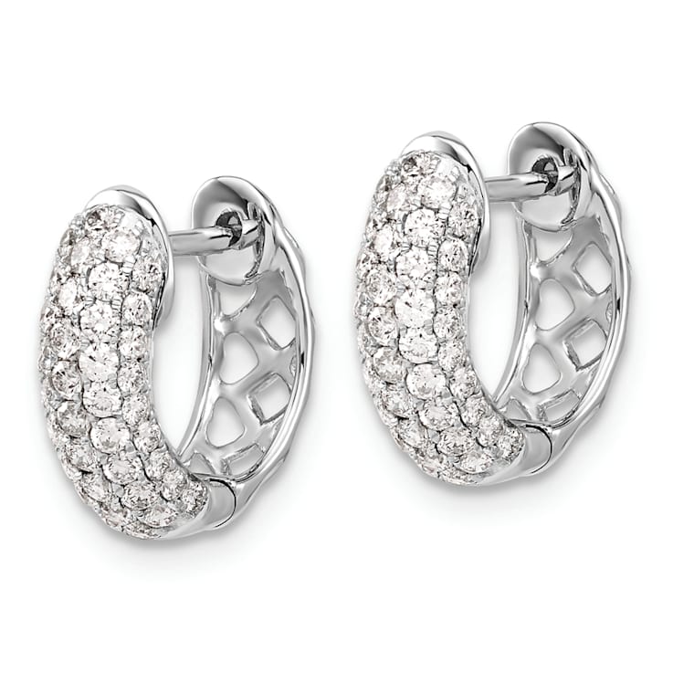 Rhodium Over 14K White Gold Lab Grown Diamond Hinged Hoop Earrings