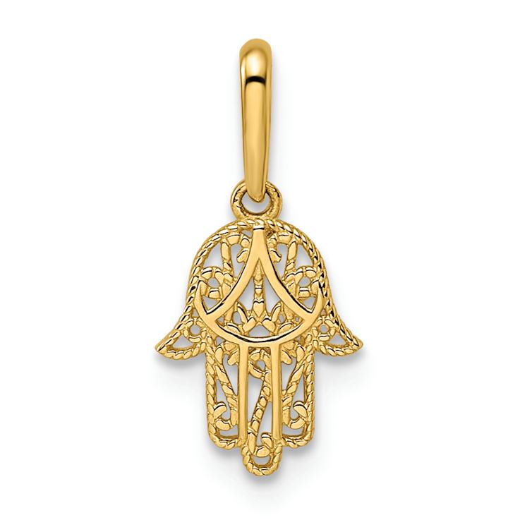 14k Yellow Gold Children's Textured Hamsa Pendant