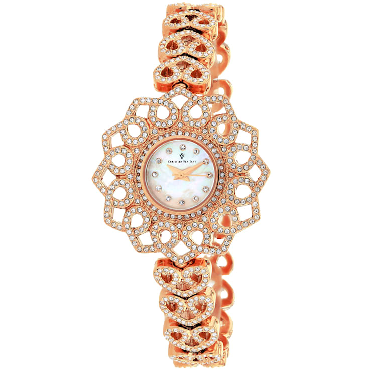 Christian Van Sant Women's Chantilly White Dial, Rose Stainless Steel Watch