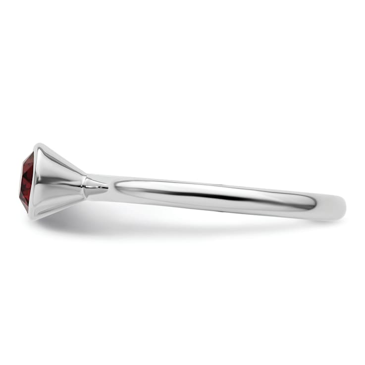 Sterling Silver Stackable Expressions High 5mm Red Crystal Ring