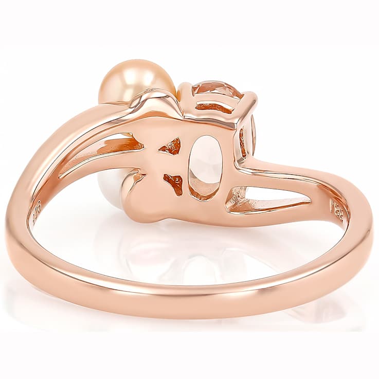 Morganite And Cultured Freshwater Pearl Ring In 18K Rose Gold Over
Sterling Silver 0.64ct