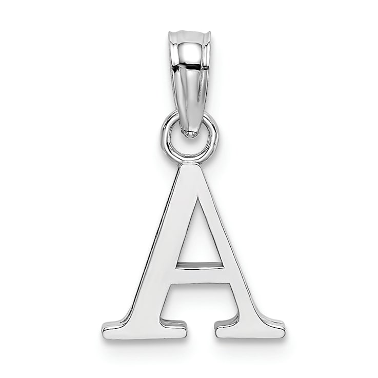 Rhodium Over 14k White Gold Polished Block Letter A Initial Pendant