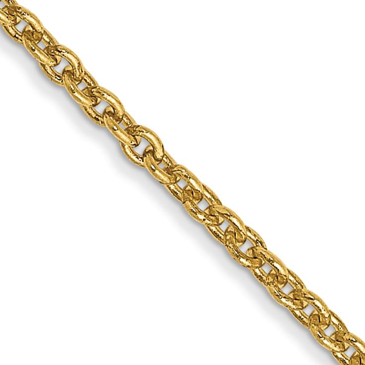 14k Yellow Gold 1.4mm Solid Forzantine Cable 24 Inch Chain