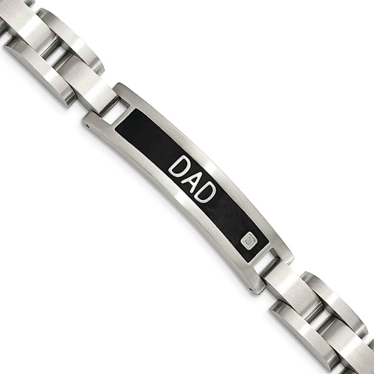 Stainless Steel Black Ion Plated DAD 8.75-inch Bracelet and 24-inch
Necklace Set