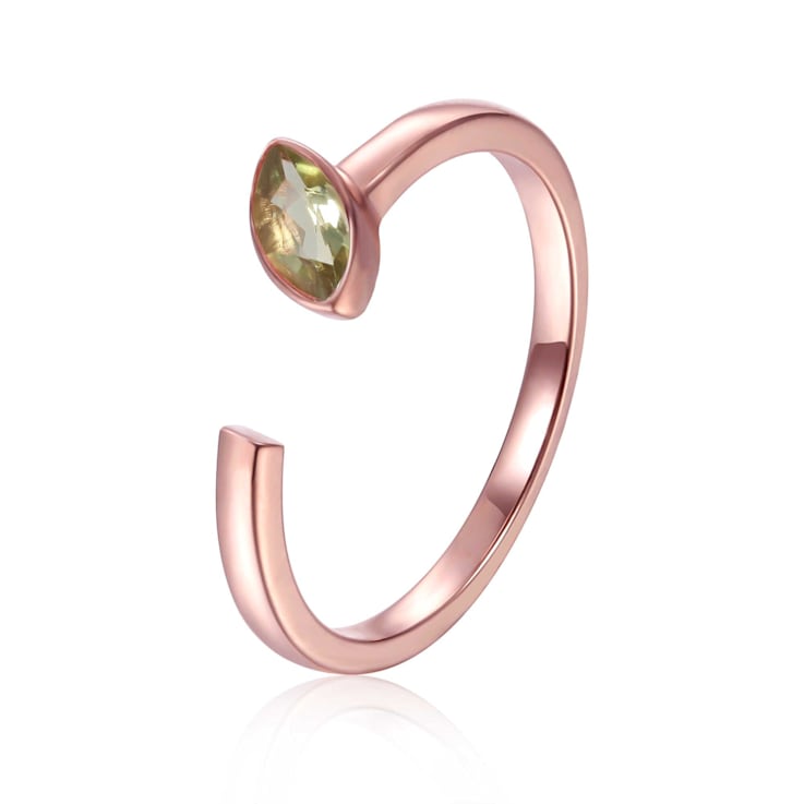 Peridot 14K Rose Gold Over Sterling Silver Marquise Solitaire Open
Design Ring, 0.25ct