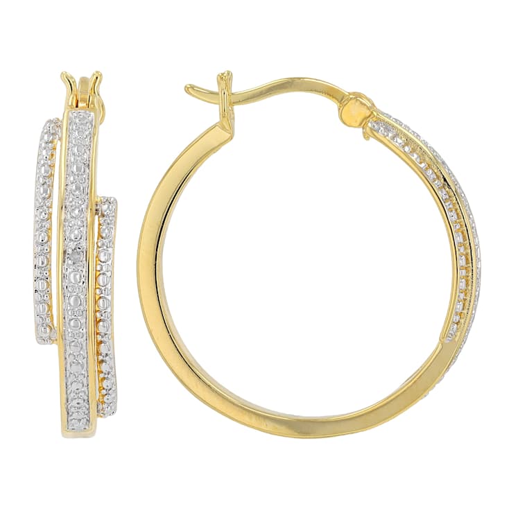 Triple Row Diamond Hoop Earrings