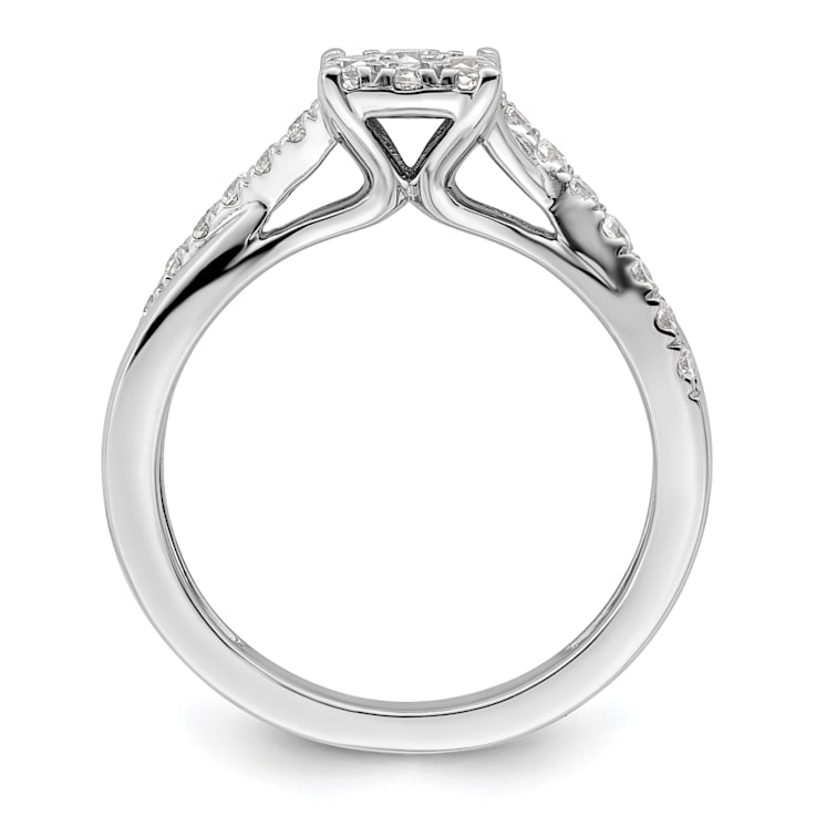 Rhodium Over 14K White Gold Lab Grown Diamond VS/SI GH, Cluster Ring 0.511ctw