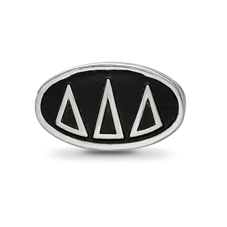 Sterling Silver LogoArt Delta Delta Delta Oval Greek Letters Bead