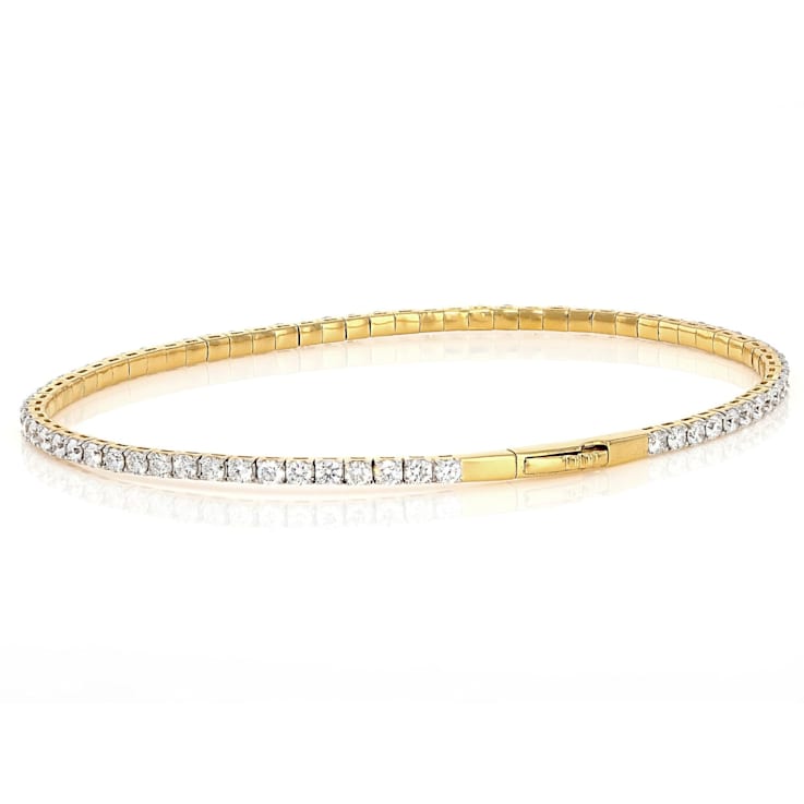 Lab-Grown Diamond Flex Bangle Bracelet In 14K Gold Over Sterling Silver 3.00ctw
