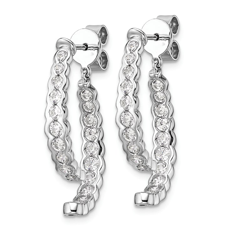Rhodium Over 14K White Gold Lab Grown Diamond Front and Back Post Dangle Earrings