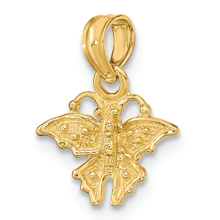 10K Yellow Gold Textured Mini Butterfly Charm