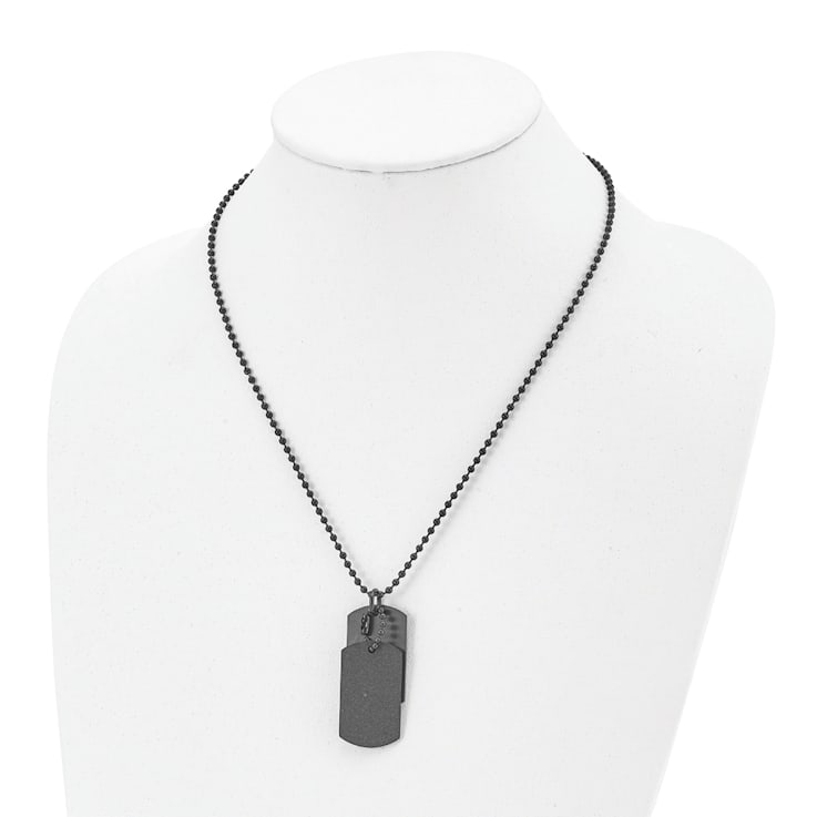 Stainless Steel Brushed and Laser Cut Black IP-plated Double Dog Tag
20-inch Necklace