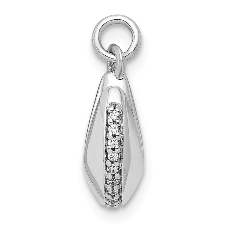 Rhodium Over 14k White Gold Diamond Fortune Cookie Pendant