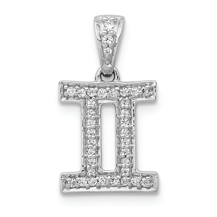 Rhodium Over 14K White Gold Diamond Gemini Zodiac Pendant