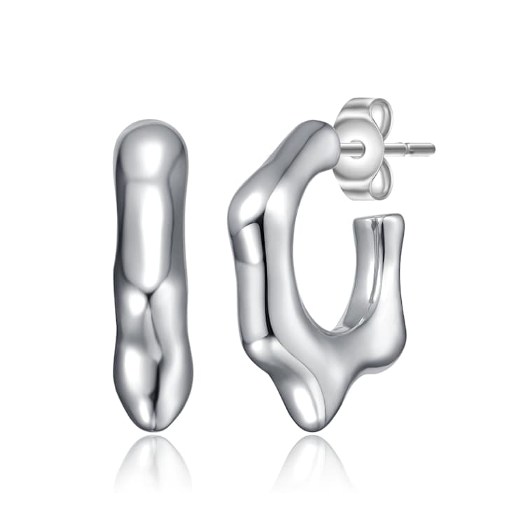 Dripping Hoop Earrings In Rhodium Over Brass
