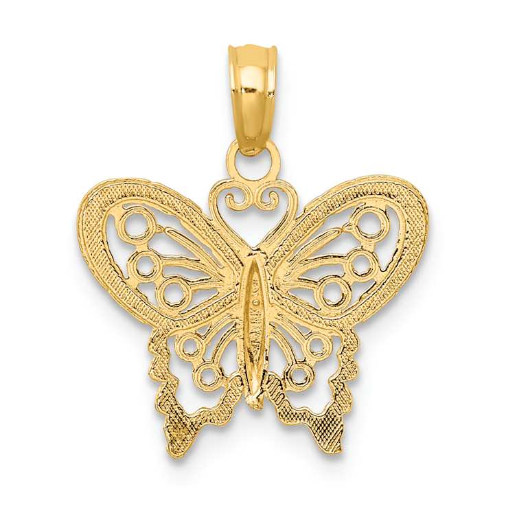 10K Yellow Gold Diamond-Cut and Textured Butterfly Charm