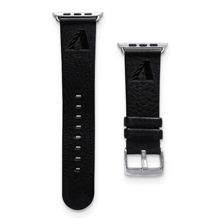 Gametime MLB Arizona Diamondbacks Black Leather Apple Watch Band
(42/44mm M/L). Watch not included.