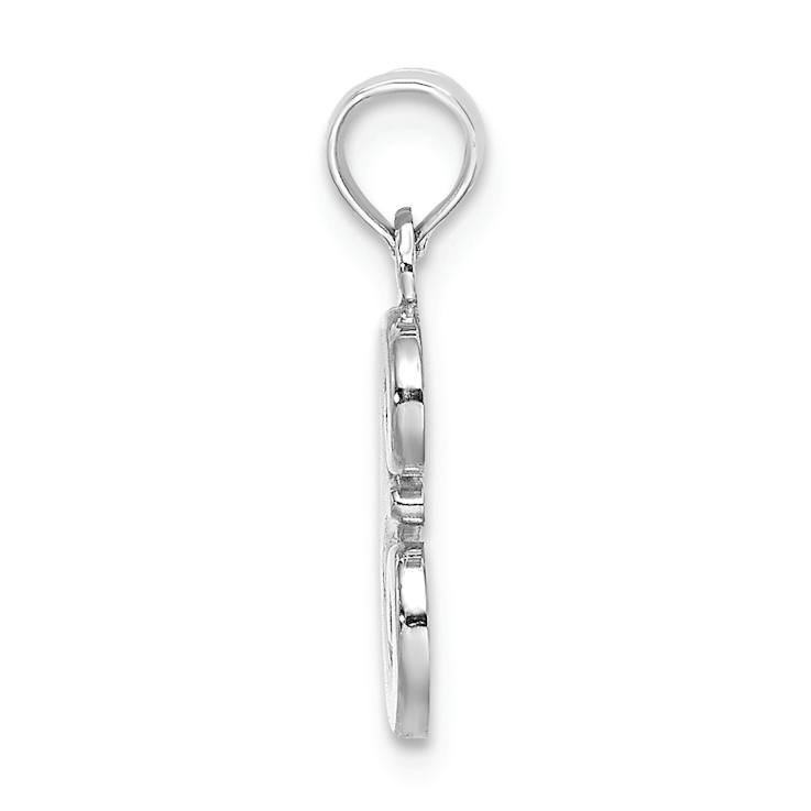 Rhodium Over 14k White Gold Polished Script Letter E Initial Pendant