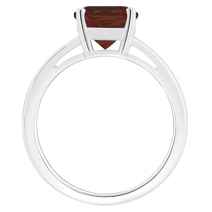10x8mm Oval Garnet Rhodium Over Sterling Silver Ring
