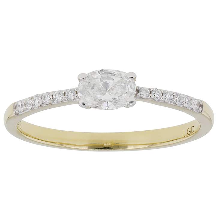 Oval And Round Lab-Grown Diamond Band Ring In 14K Gold Over Sterling
Silver 0.40ctw