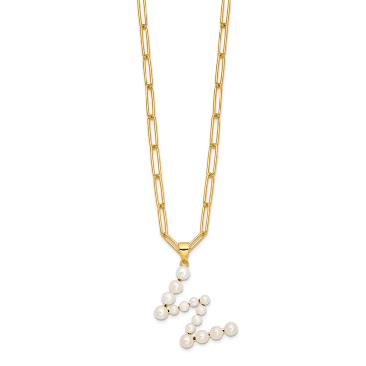 Gold Tone Sterling Silver 3-5.5mm Freshwater Cultured Pearl LETTER W
18-inch Necklace
