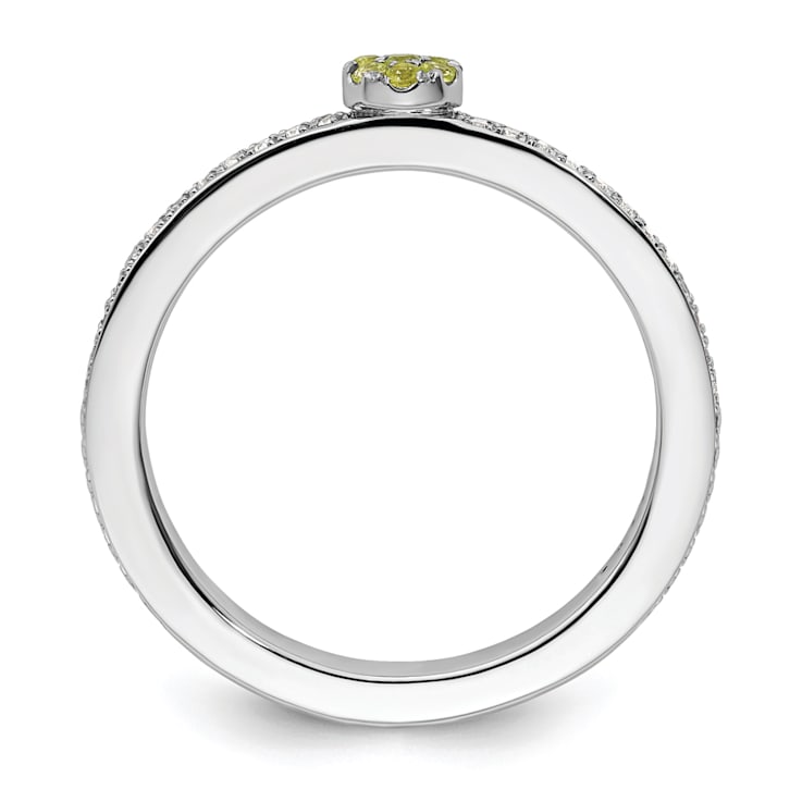 14K White Gold Stackable Expressions Peridot and Diamond Ring 0.075ctw