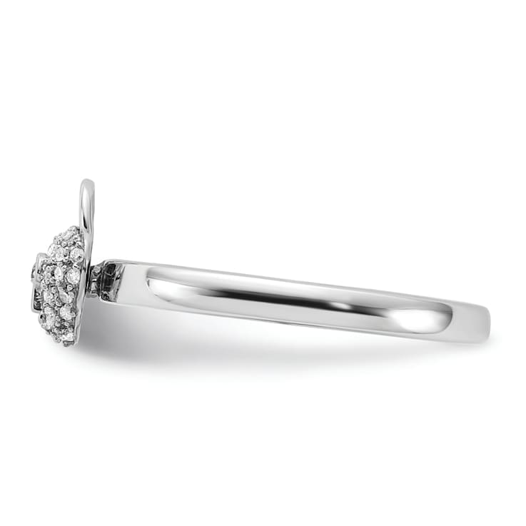 Sterling Silver Stackable Expressions Polished Diamond Heart Lock Ring 0.117ctw
